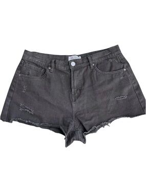 Refuge Denim Black Chelsea High Rise Vintage Destroyed Shorts (30)